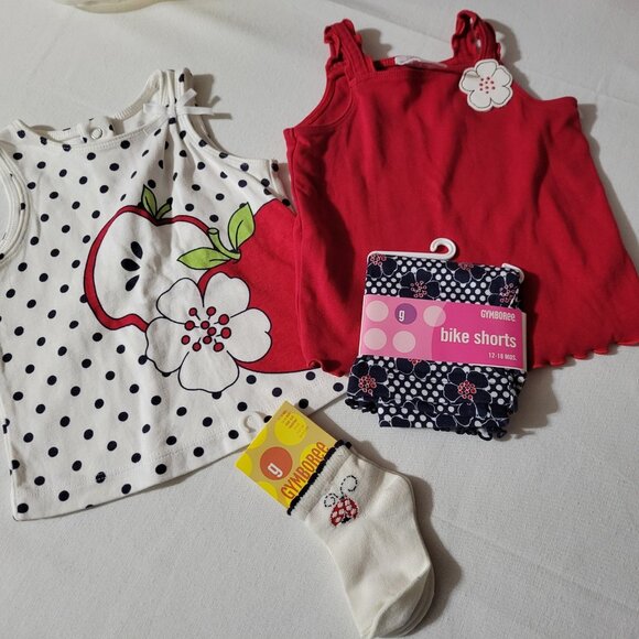Gymboree Candy Apple Vintage 2004 NWT 12-18 month Bike Shorts, 12-24 month socks